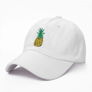 Men's white Pineapple Embroidery Baseball Cap